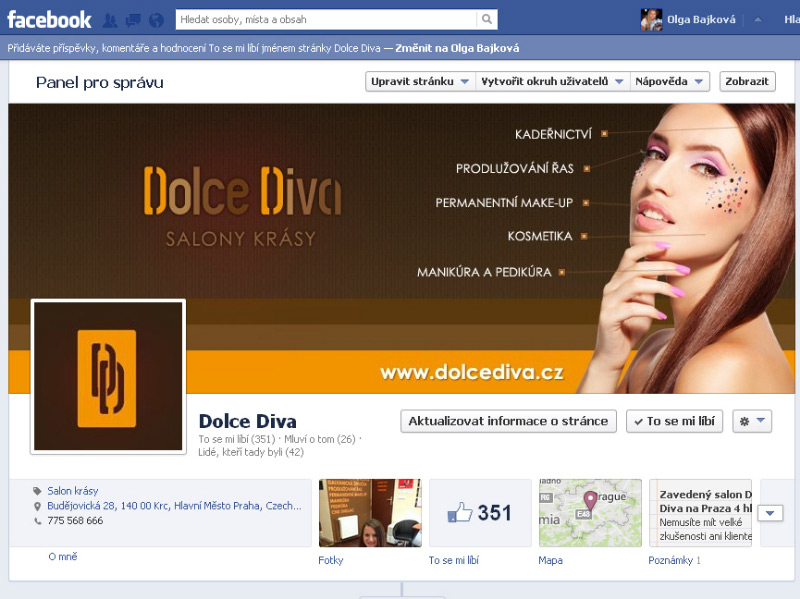 Grafika pro firemní Facebook profil Dolce Diva