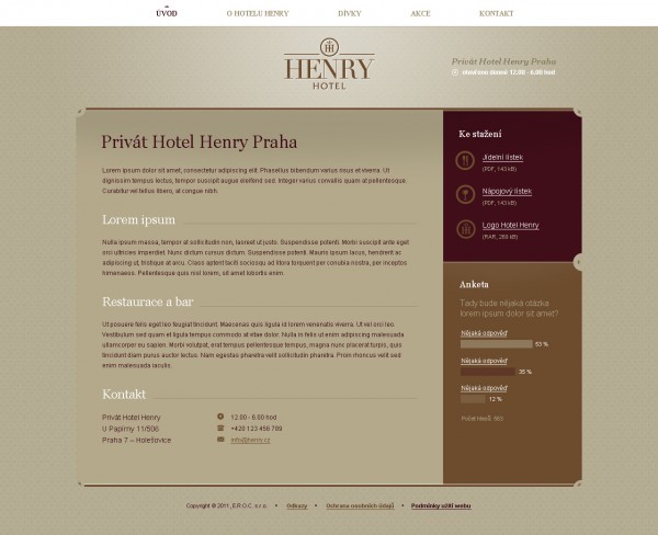 Grafický návrh webových stránek Hotel Henry