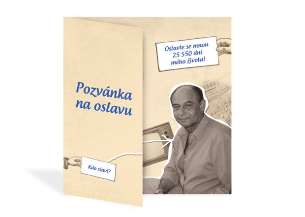 Rozkládací pozvánka na 70. narozeniny - přední strana