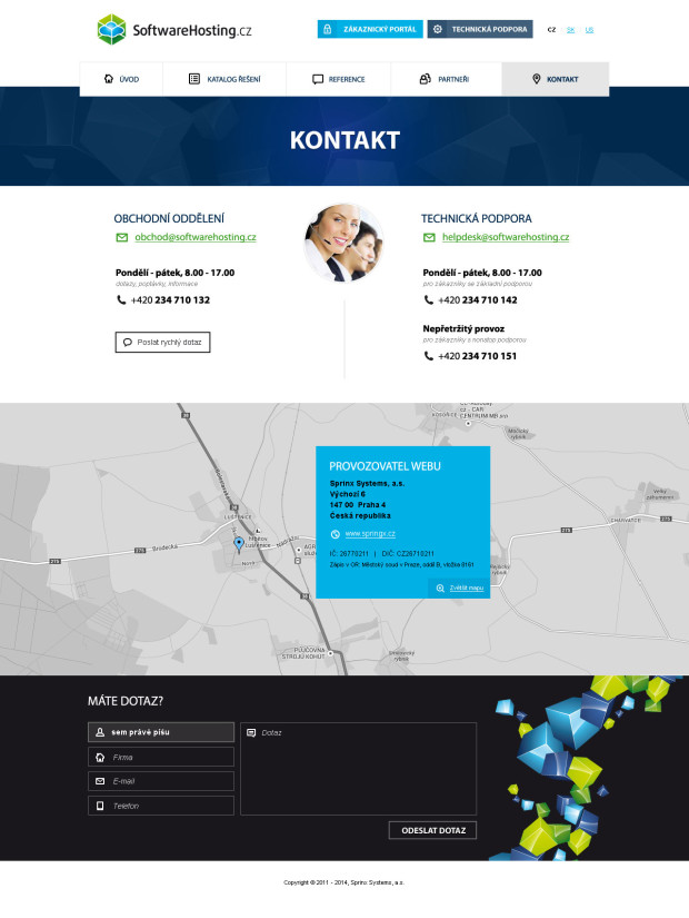 Responzivní design pro webové stránky Softwarehosting - kontakt