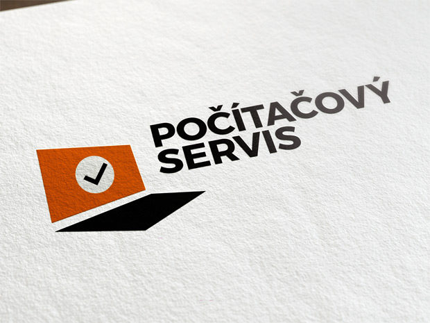 Aplikace loga Počítačový servis na papír