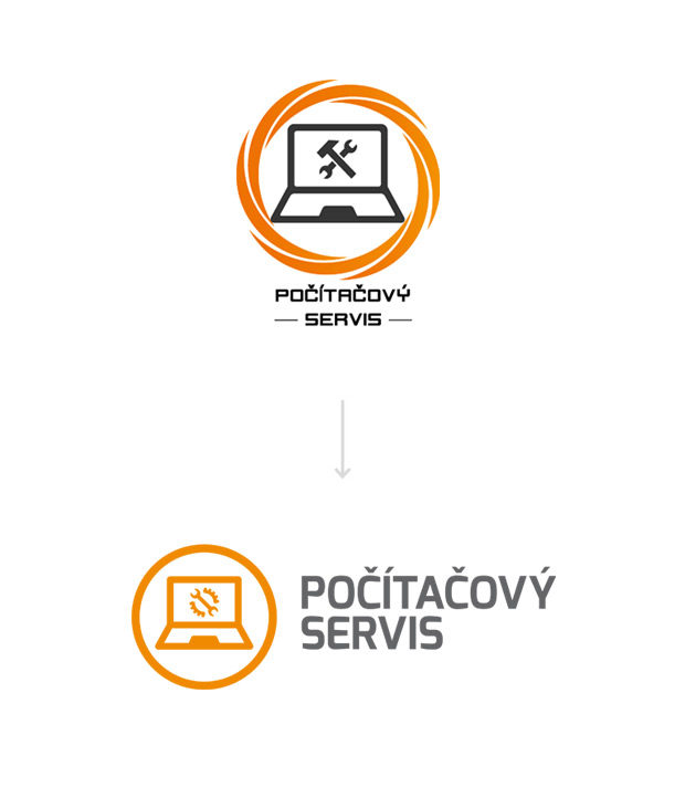 Původní logo Počítačový servis a grafický návrh faceliftu loga